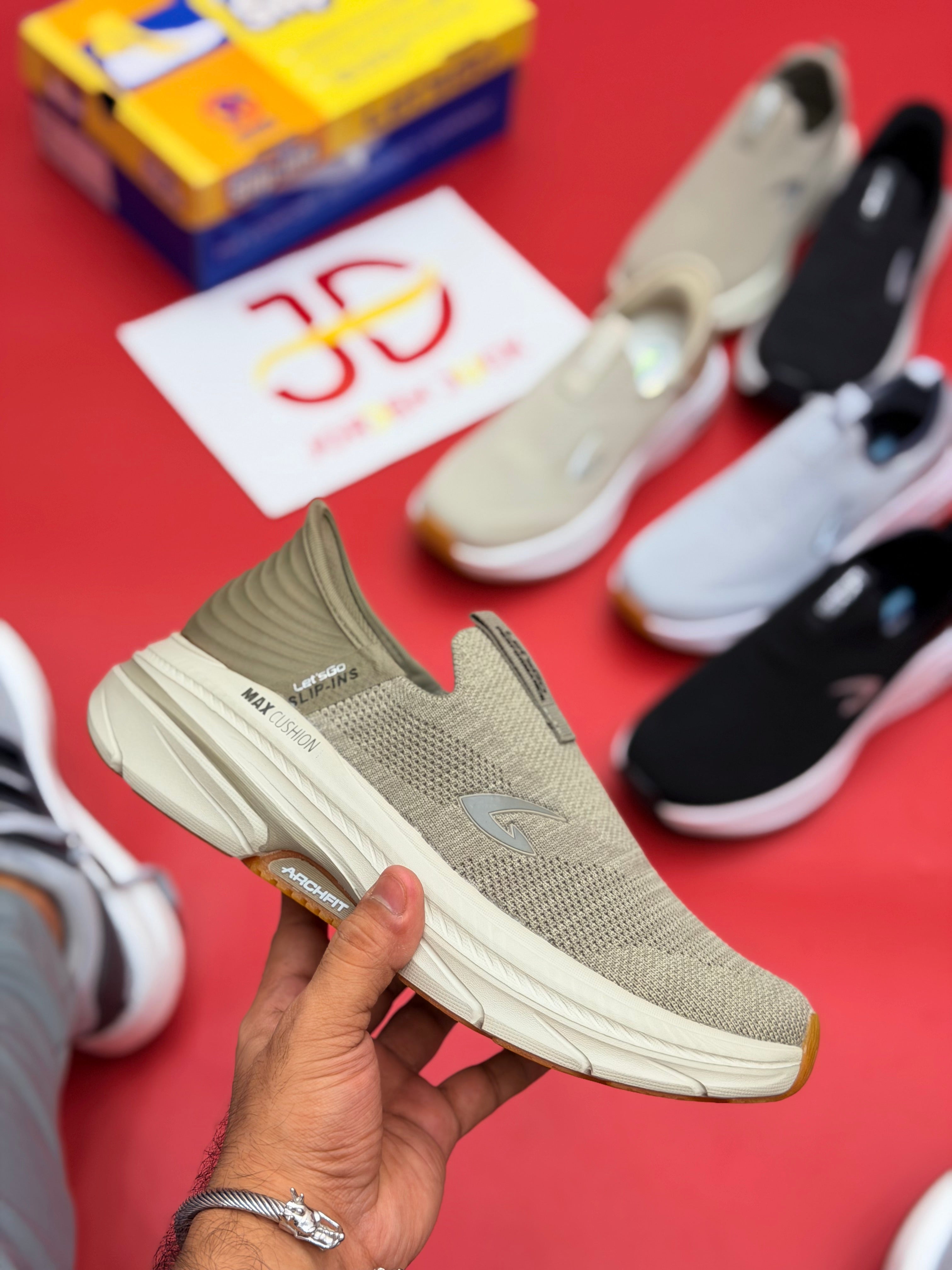 LET'S GO MAX CUSHIONING SLIP-INS - KHAKI